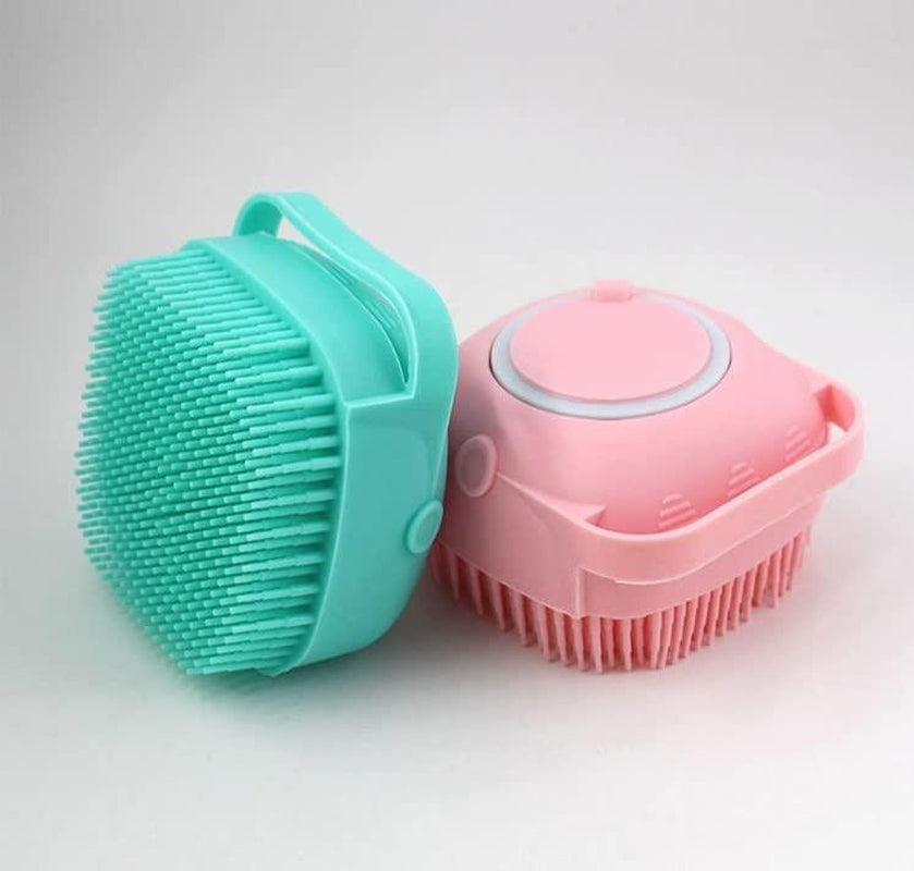 Pet Bath Brush, Silicone Massage Brush with Shampoodispenser, Ldeal Bath Accessories for Dogs & Cats Deerskin Thick Absorbent Pet Towel