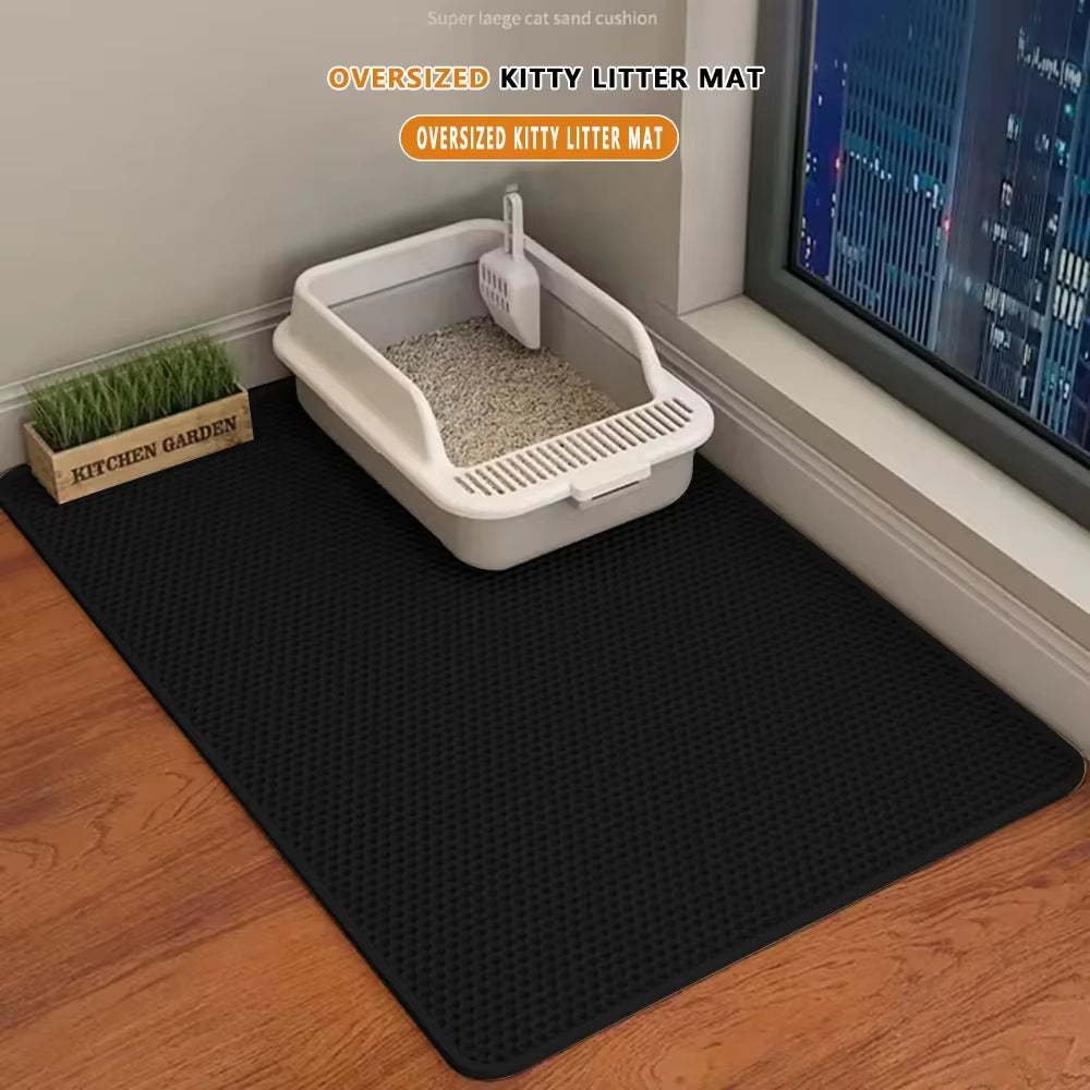 Large Size Cat Litter Mat Double Layer Waterproof Pet Litter Box Mat Non-Slip Sand Cat Pad Washable Cat Litter Mat Pet Supplies