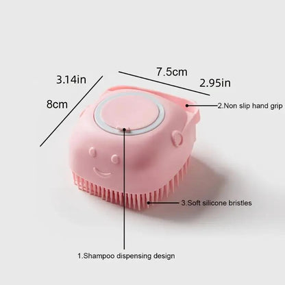 Pet Bath Brush, Silicone Massage Brush with Shampoodispenser, Ldeal Bath Accessories for Dogs & Cats Deerskin Thick Absorbent Pet Towel