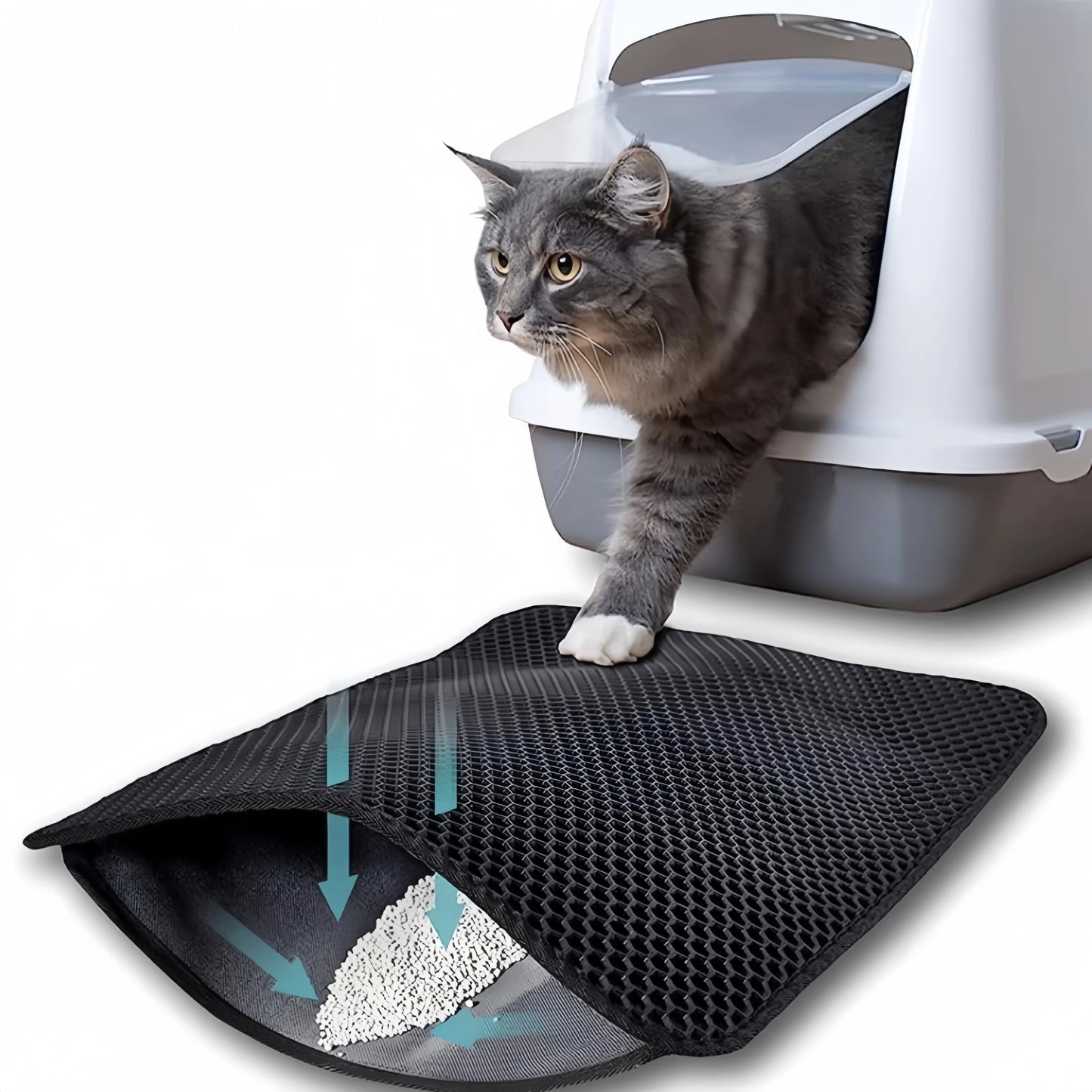 Large Size Cat Litter Mat Double Layer Waterproof Pet Litter Box Mat Non-Slip Sand Cat Pad Washable Cat Litter Mat Pet Supplies