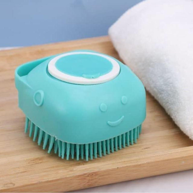 Pet Bath Brush, Silicone Massage Brush with Shampoodispenser, Ldeal Bath Accessories for Dogs & Cats Deerskin Thick Absorbent Pet Towel