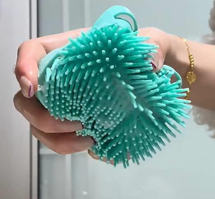 Pet Bath Brush, Silicone Massage Brush with Shampoodispenser, Ldeal Bath Accessories for Dogs & Cats Deerskin Thick Absorbent Pet Towel